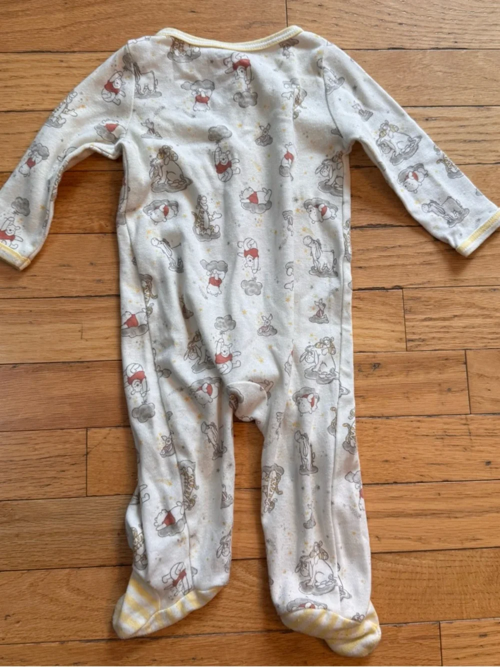 Disney Baby Pooh Pajama‎ Footed Sleeper Butter Yellow button down 3/6 months